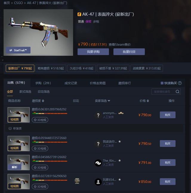 csgo皮肤推荐—ak-47 感应淬火